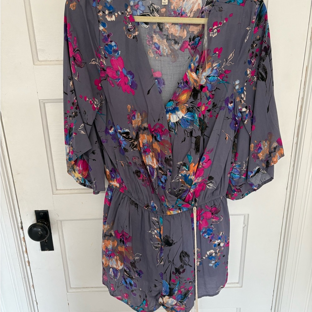 Umgee Gray and Pink Floral Dress